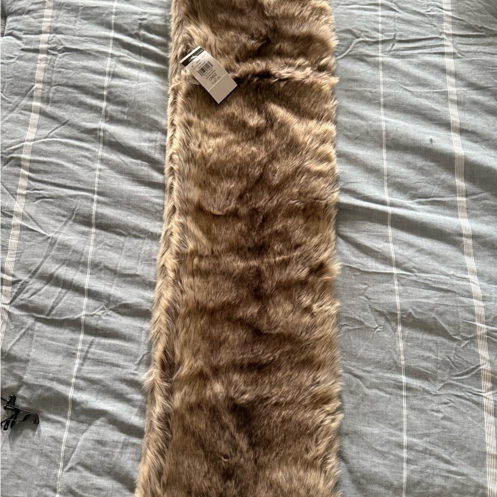 Wilsons Leather Brown faux fur infinity scarf NWT